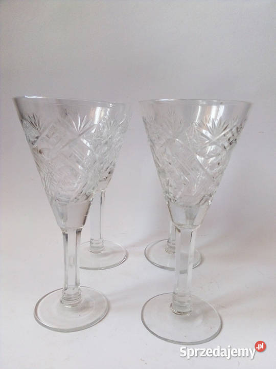 4 kryształowe kieliszki vintage PRL Częstochowa