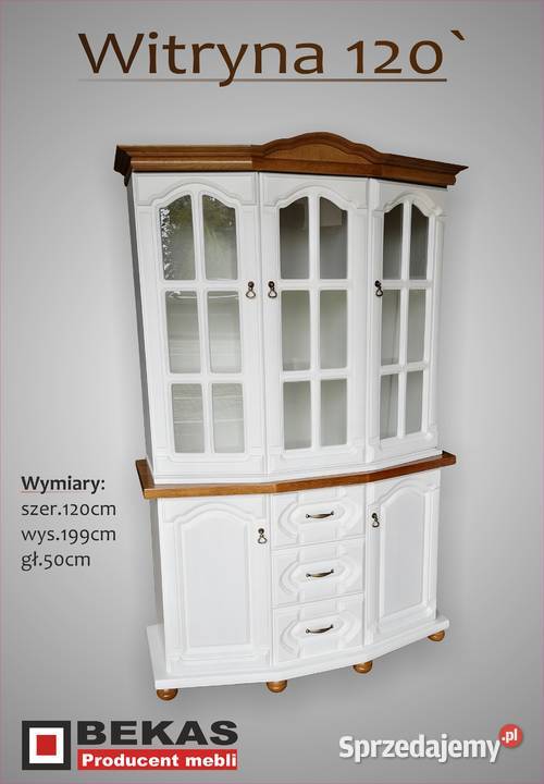 Śliczna Prowansalska Witryna 120 Biała Dęby Blat 50cm Łódź