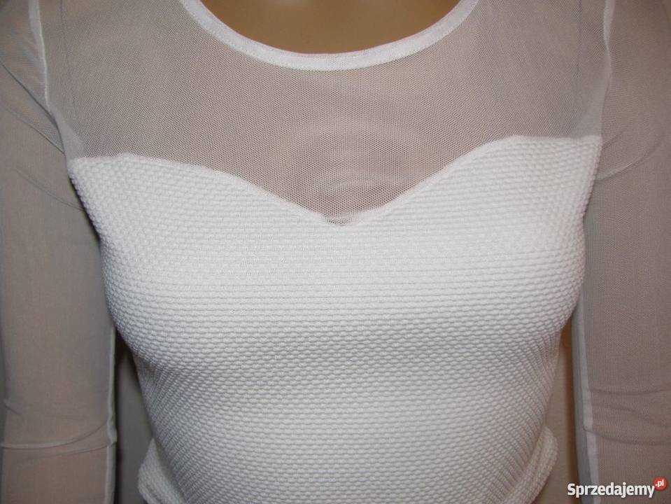 top biały długi rękaw z siateczki r 10 LOOK Zamość