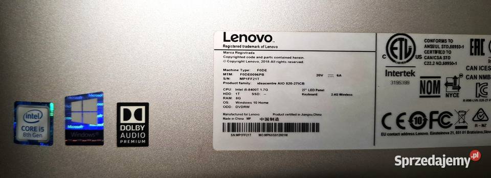 Komputer Al in One Duży 27 Cal Lenovo IBM/Lenovo Jastrzębie-Zdrój