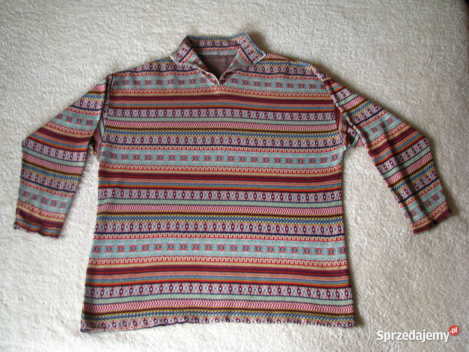 Bluza golf rozpinany pod szyją z geometrycznymi Brzegi sprzedam