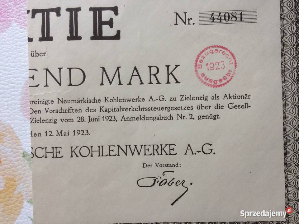 1221 SULĘCIN Niemieckie Papiery Wartościowe