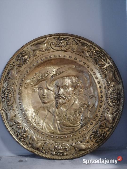 Talerz z mosiądzu portret Rubens z żoną Izabelą Warszawa