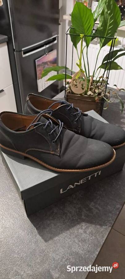 Półbuty granatowe 43 Lanetti super stan Ząbki sprzedam