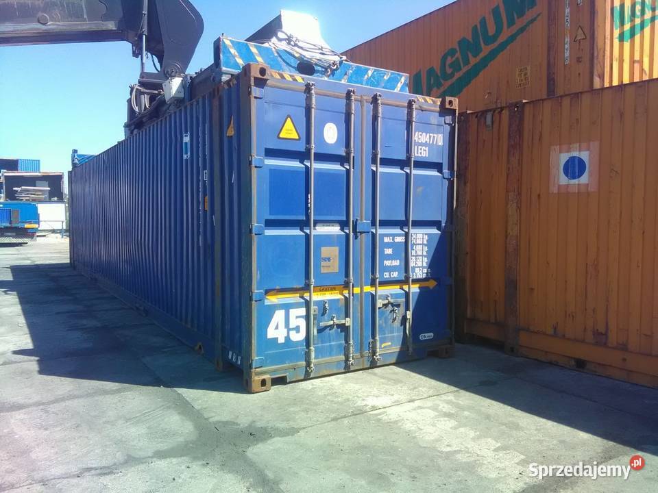 Kontener morski magazyn 45HCPW 33 europalety pomorskie Gdańsk wyposażenie