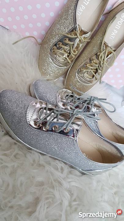 Brokatowe trampki srebrne everlook lubuskie Zielona Góra sprzedam