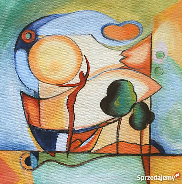 Malutki mały Obraz olejny Piękny dzień ręcznie Warszawa