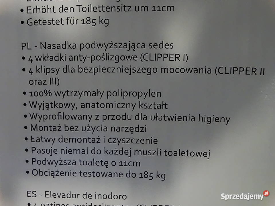 Nasadka podwyższająca sedes Clliper II 500410 Biłgoraj