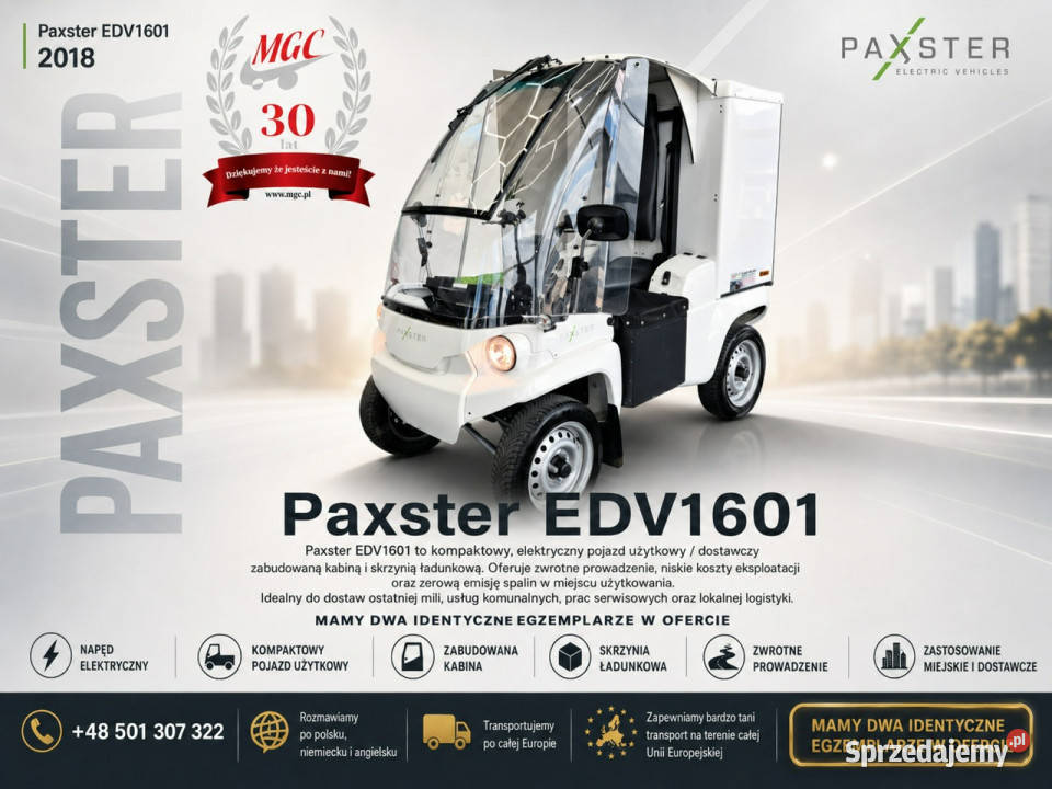 Inna inny PAXSTER Cargo EDV 1601 ELEKTRYCZNY automatyczna Motoryzacja Łaziska Górne