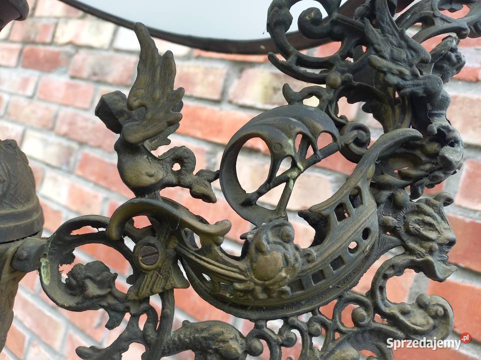 Żyrandol mosiężny Lampa wisząca Szklany klosz Gawroniec sprzedam