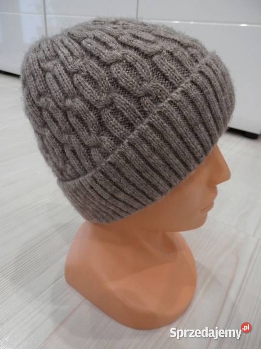 Czapka Wełniana Wełna Wiskoza Beanie Warkocze Nakrycia głowy Łomża
