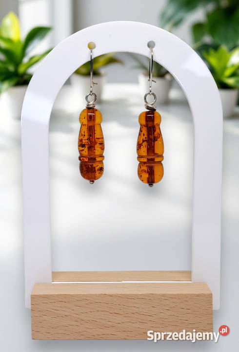 Kolczyki z BURSZTYNU bursztyn bałtycki koniak sprzedam
