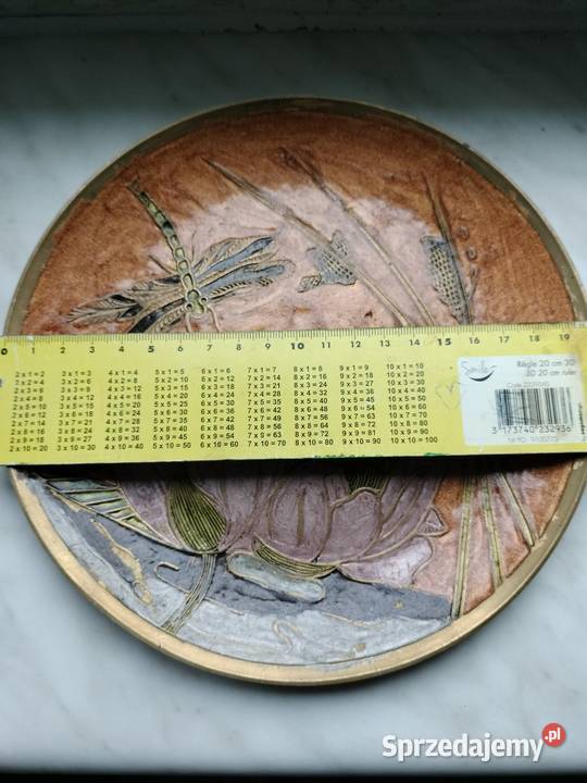 Mosiężny talerz z zawieszką metal kwiaty zachodniopomorskie