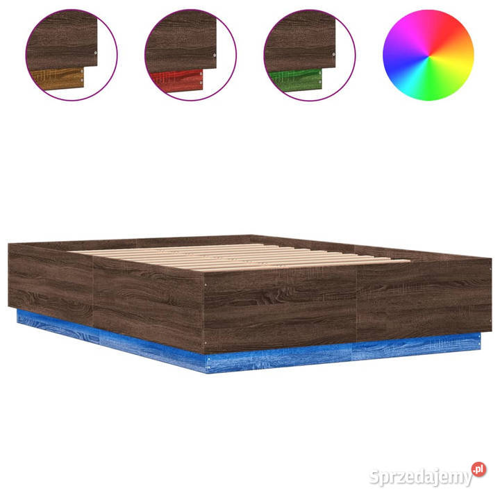 Rama łóżka z LED brązowy dąb 160x200 WM3209603 Warszawa