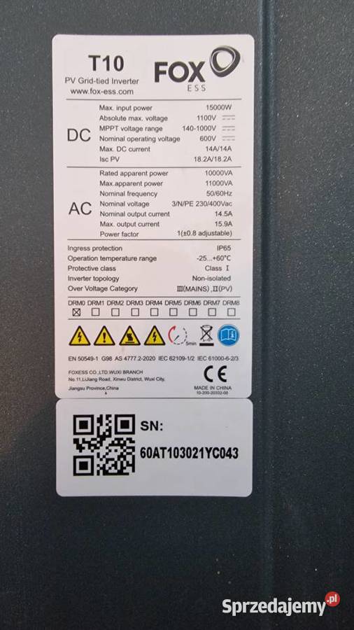 Falownik FOX ESS T10 G3 10KW wi fi Ostrów sprzedam