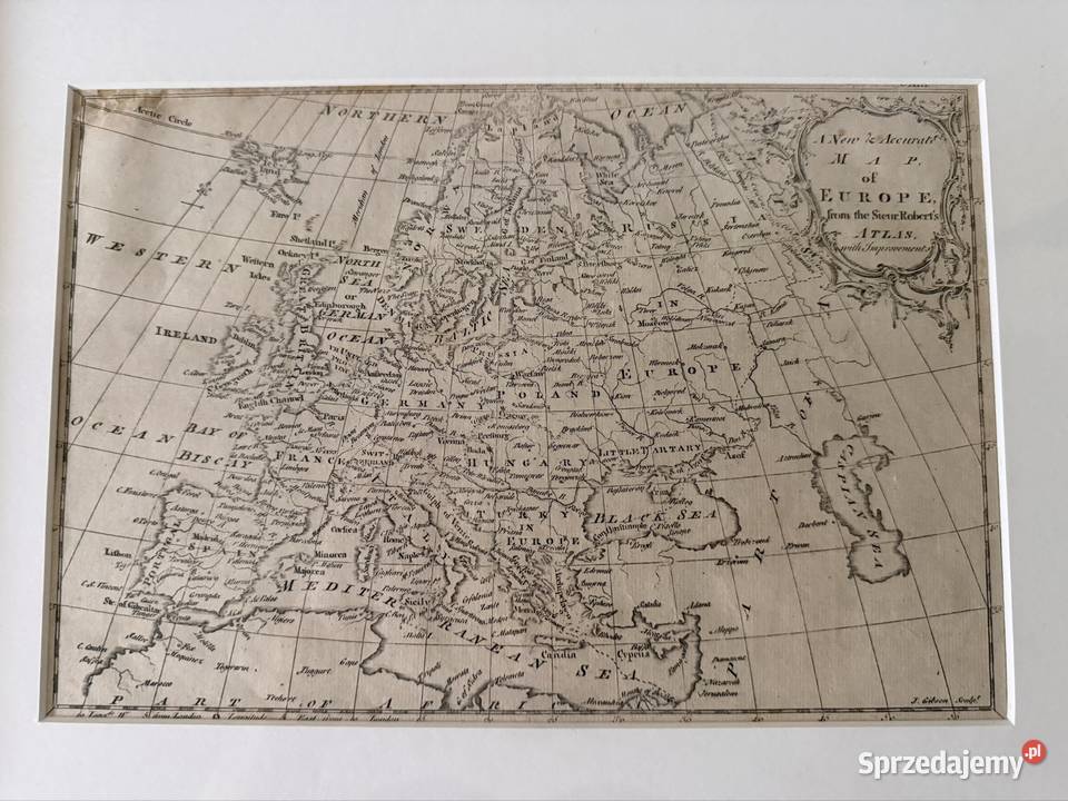 Antyczna Mapa Europy XIX Wiek Oryginalny Czerwionka-Leszczyny