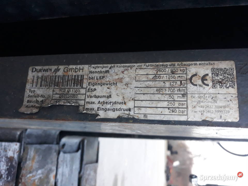 Widły teleskopowe hydrauliczne DURWEN 3A mazowieckie Błędów