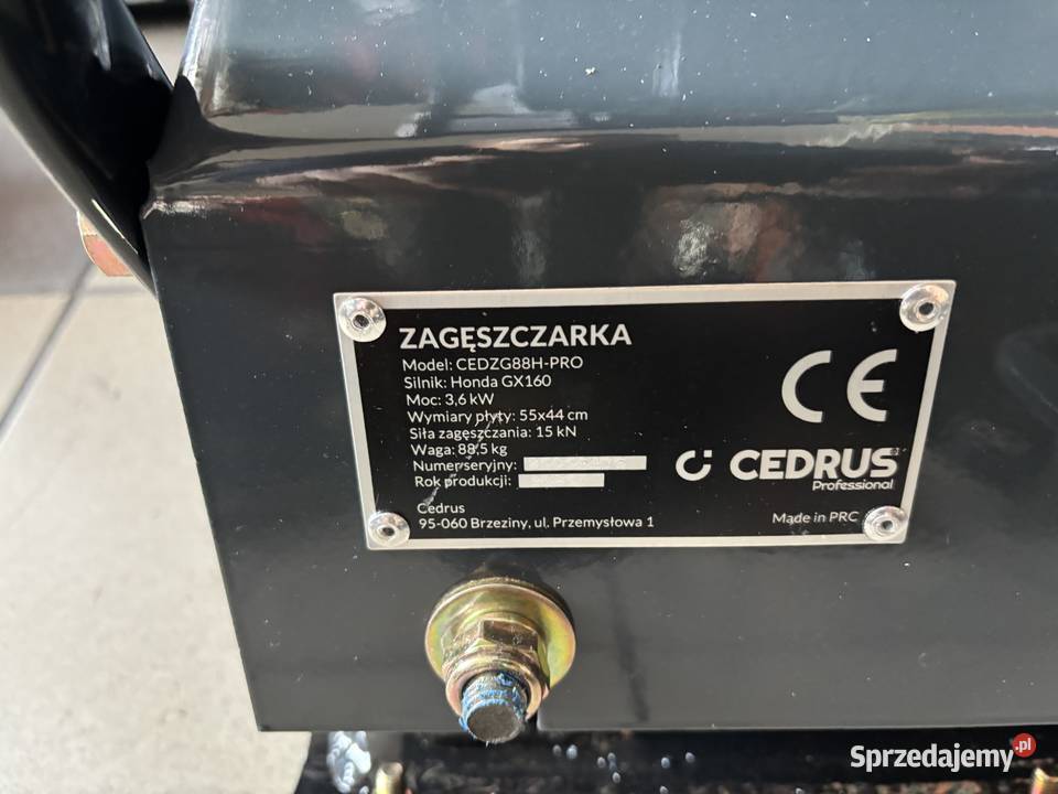 Zagęszczarka CEDRUS CEDZG88HPRO Grójec sprzedam