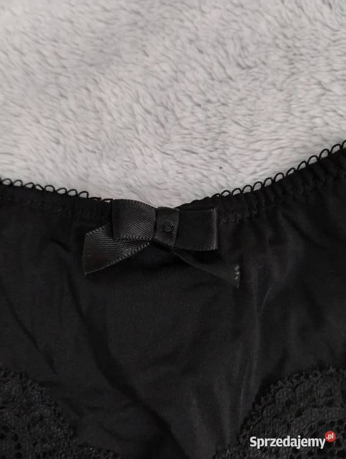 Czarna bielizna damska z kokardką unikatowa Moda i Styl wielkopolskie Poznań