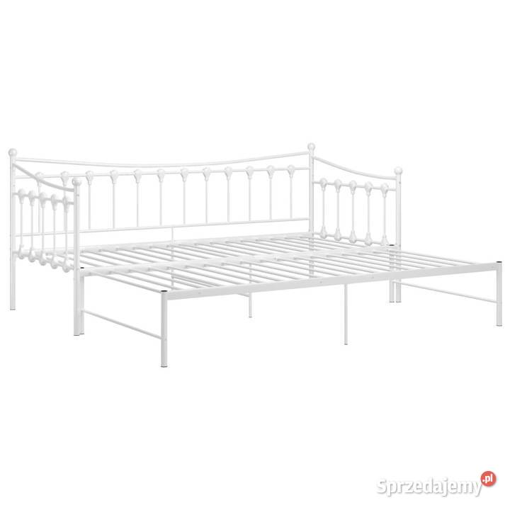 Sofa z wysuwaną ramą łóżka biała metalowa 90x200 Łóżka Warszawa