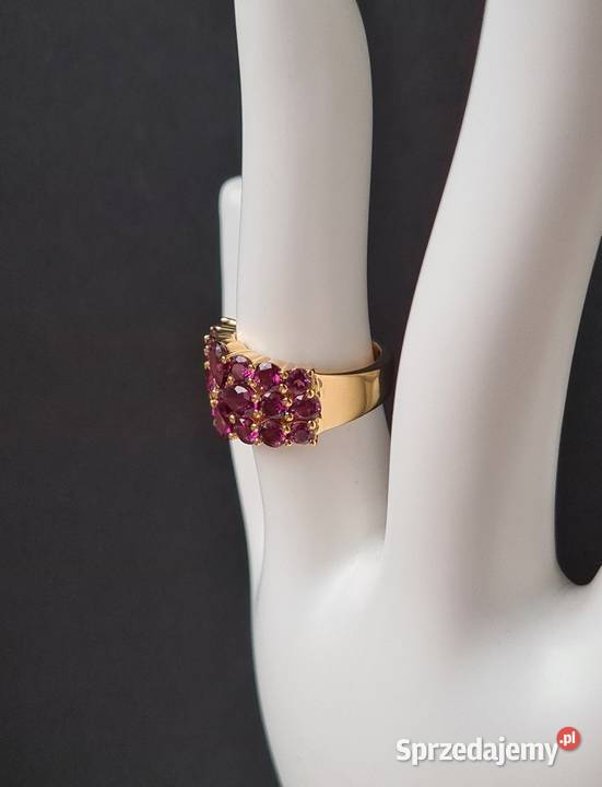 Pierścionek srebro 925 złocone Rodolity Otwock