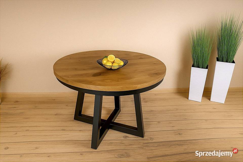Stół Dębowy Okrągły LOFT 100 Lite Drewno Różne Katowice