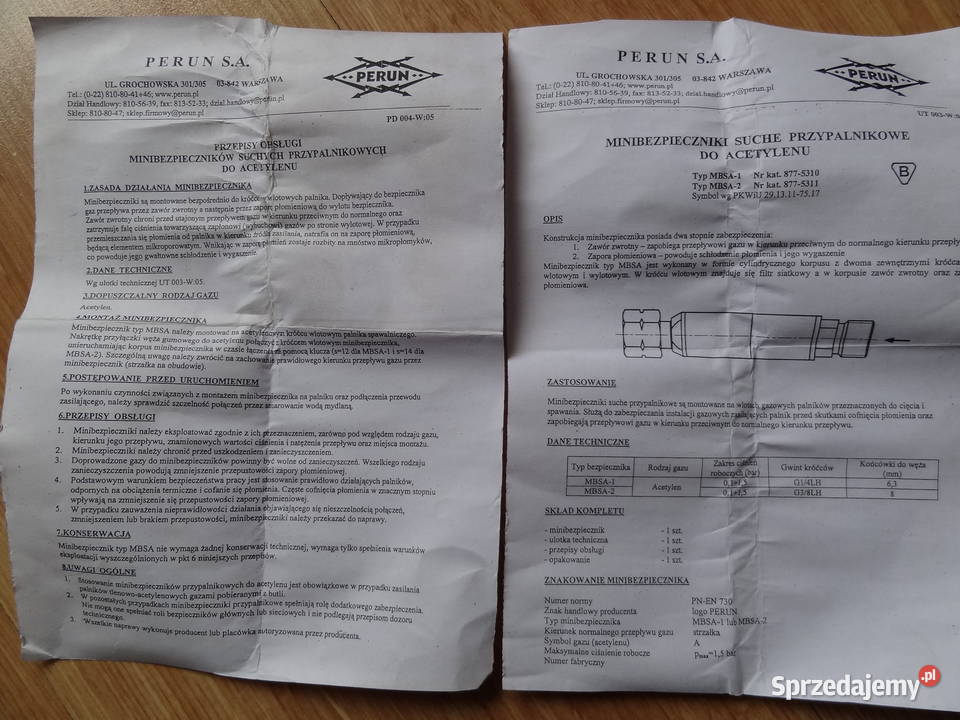 Bezpiecznik przypalnikowy tlenowy zachodniopomorskie Szczecin