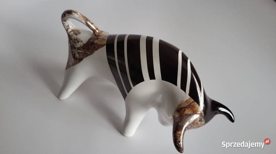Byk Figurka Byczek ceramiczny ręcznie malowany Sierakowice