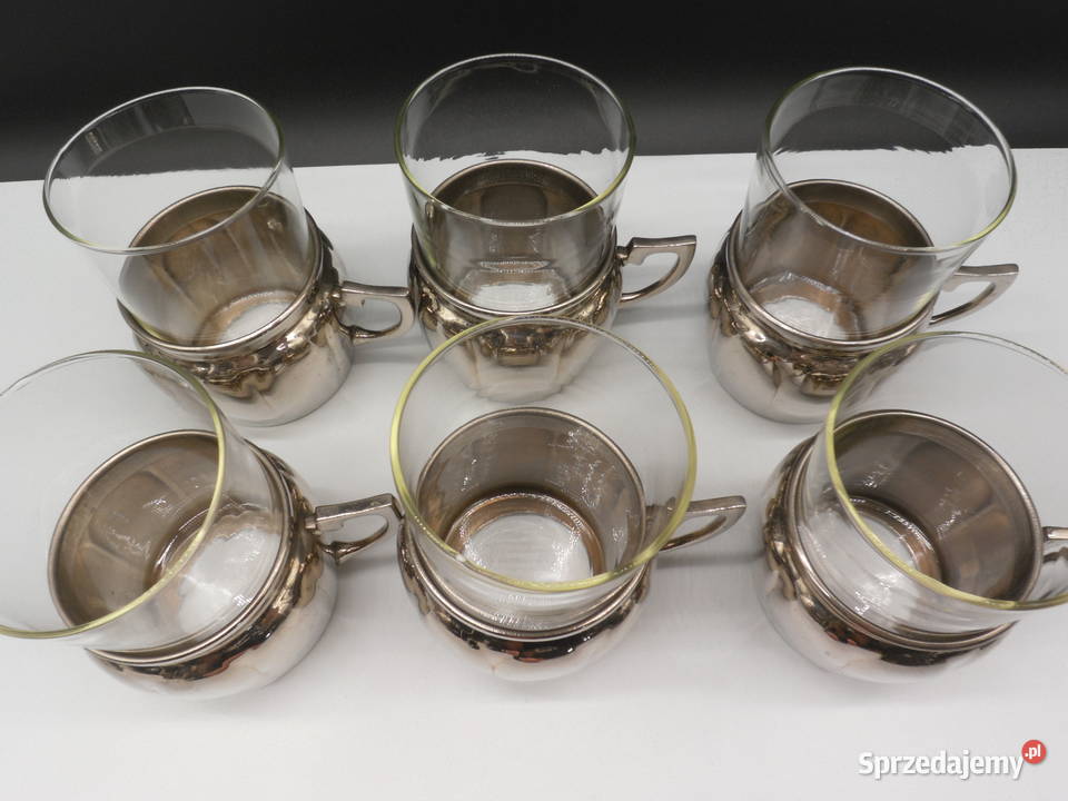 Zestaw sześciu szklanek SAALE GLAS w metalowych wielkopolskie Raszków