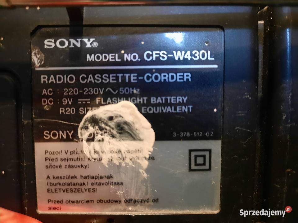 Magnetofon kasetowy SONY Suchedniów