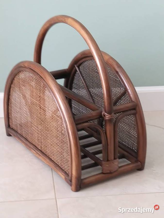 Gazetnik z ratanu stojak na gazety nowy odcienie brązowego