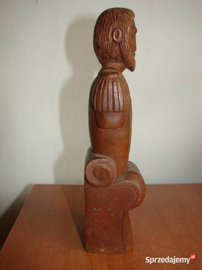 teakowe popiersie na cokole Pozostałe pomorskie Pruszcz Gdański