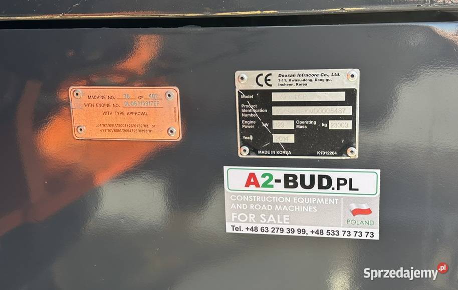 KOPARKA GĄSIENICOWA MARKI DOOSAN DX235LCR nie Tuliszków