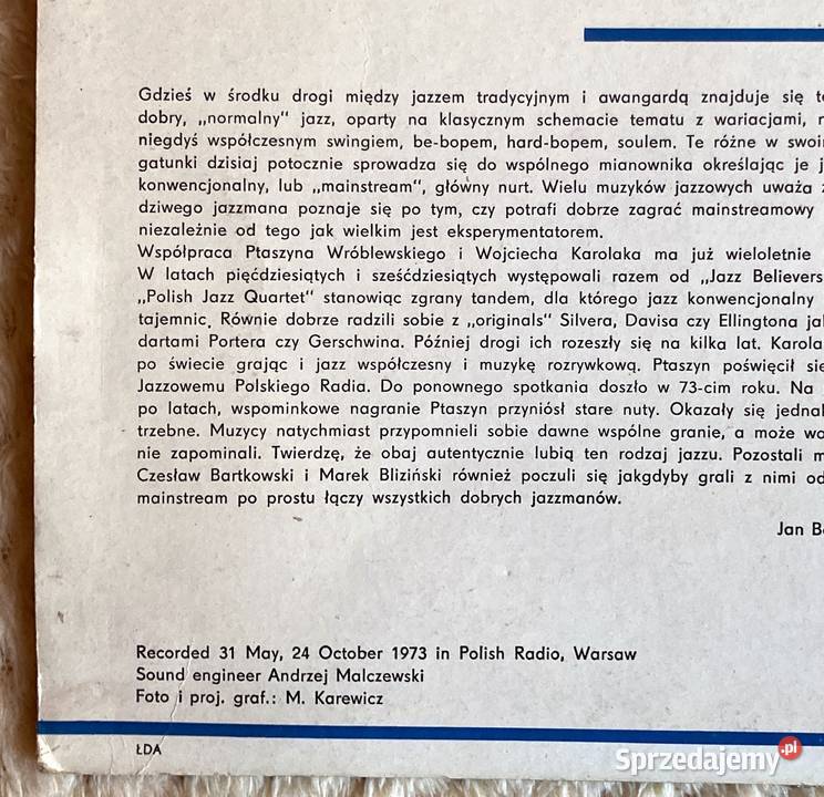 Mainstream Jan Ptaszyn Wróblewski Wojciech jazz Płyty i kasety Szczecin