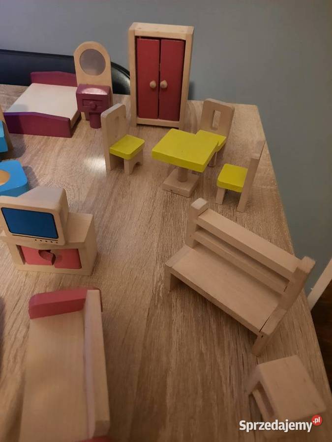 Drewniany domek lalek duży mebelki odbiór