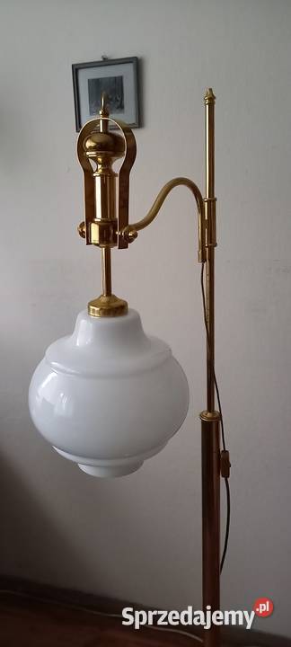 Mosiężna lampa podłogowa z kloszem ruchome ramię Skierniewice
