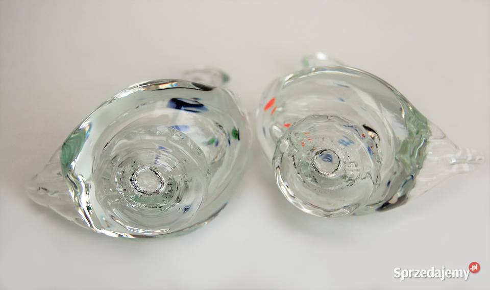 Szklane łabędzie łabędź figurka szkło Murano PRL lubelskie Lublin