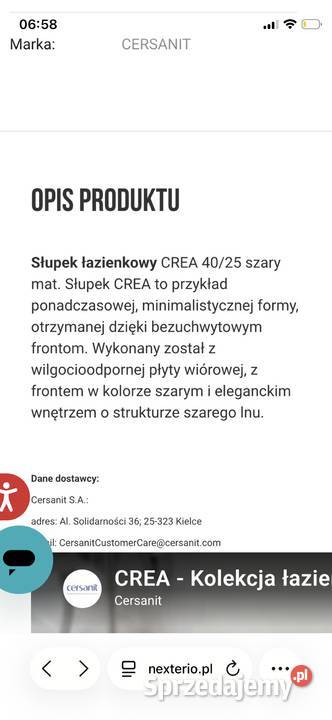 Słupek łazienkowy Cersanit 140cm Gorzów Wielkopolski