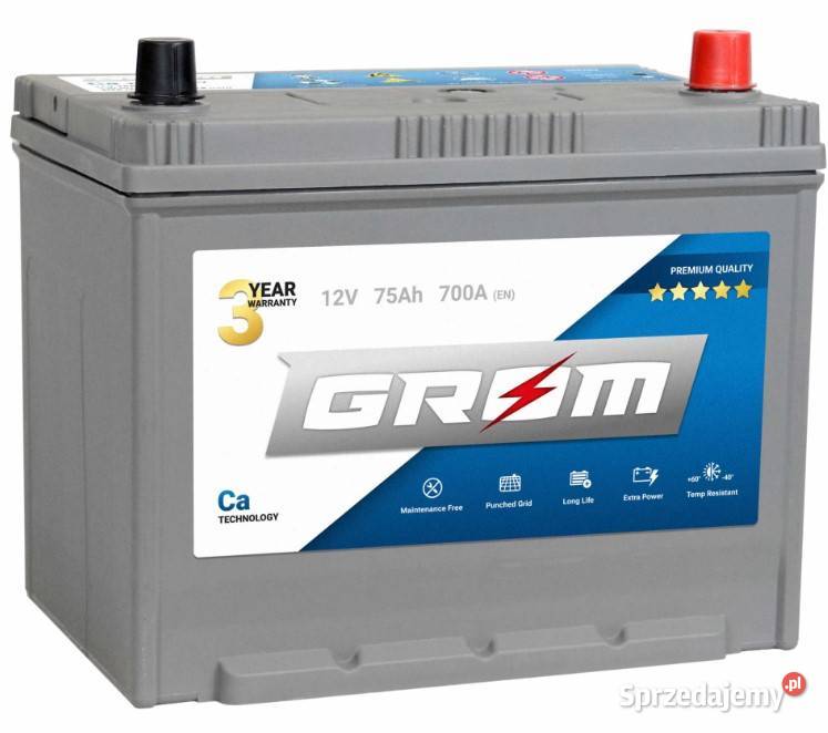Akumulator GROM PREMIUM 75Ah 700A Japan Prawy osobowe Wałbrzych