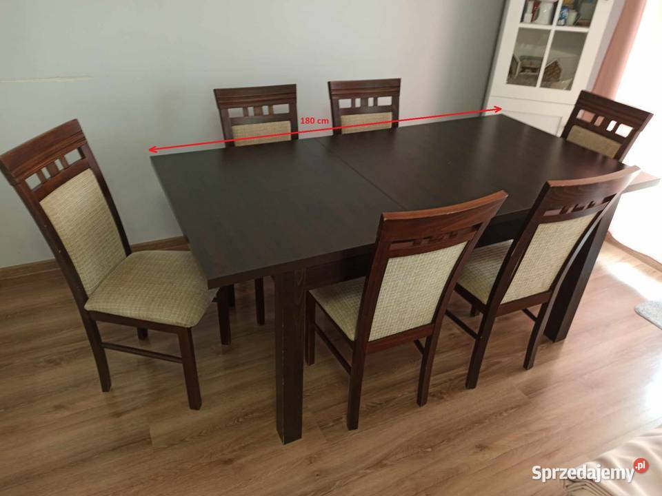 Używany komplet stół 90 x 140180 6 sztuk krzesła Przasnysz sprzedam