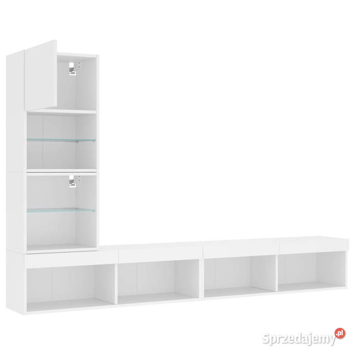 4cz zestaw mebli TV z LED biały materiał sprzedam