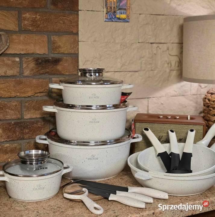 Zestaw garnków 21 elementów kolor beżowy