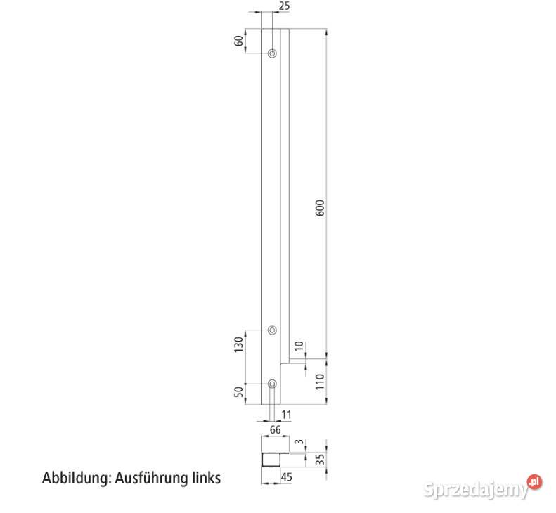 Słupek Blueline 600 mm IL przód prawy bez Przysieka Polska