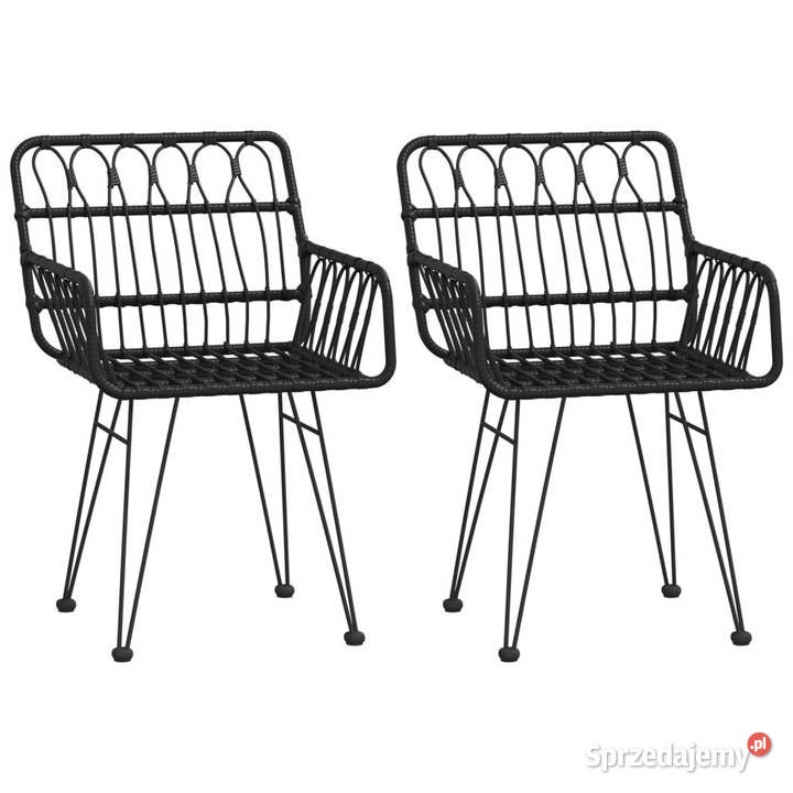 Krzesła ogrodowe 2 czarne 56x64x80 rattan PE