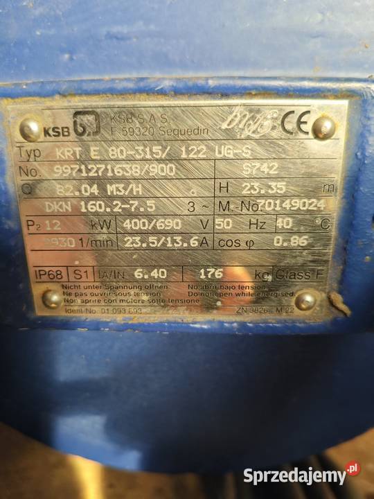 Pompa wody zatapialna 82mH KRT E 80315122 UGS Środa Wielkopolska