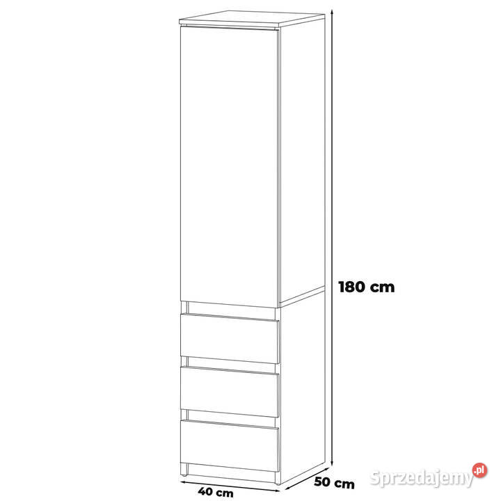 Szafa do przedpokoju 3 szuflady 40 posti wąska 180cm Szafy i garderoby Meble