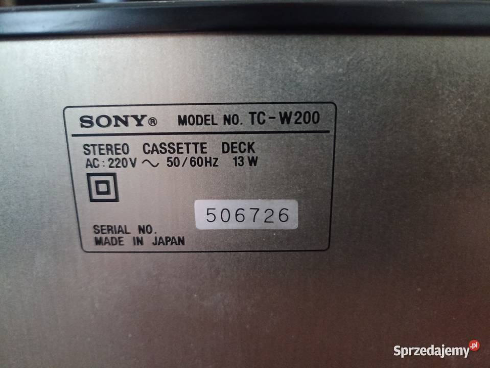 Deck magnetofon Sony TCW200 wymianie pasków i małopolskie Oświęcim