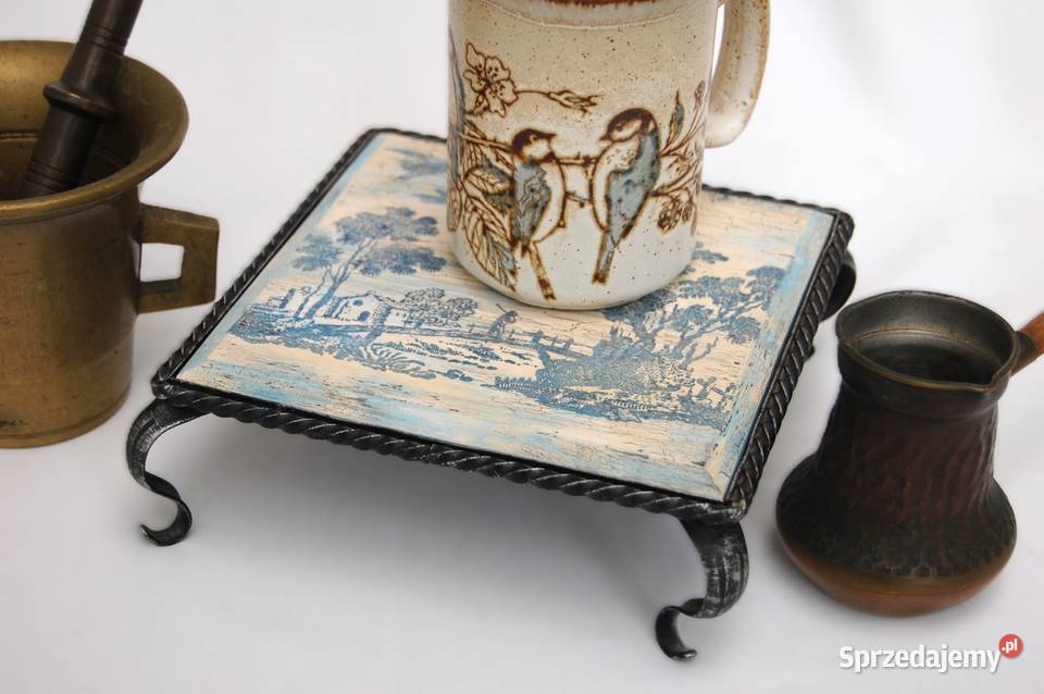 Drewniana metalowa podstawka ręcznie malowana Lublin