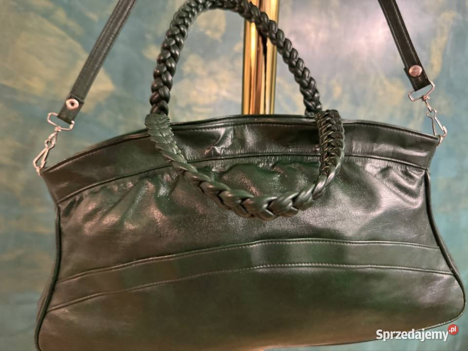 Torebka z naturalnej skóry z plecioną rączką Na Częstochowa