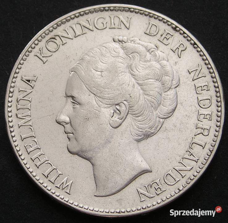 HOLANDIA 1 GULDEN 1929 KRÓLOWA WILHELMINA SREBRO